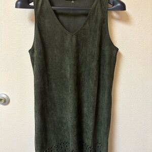 Olive Green Sleeveless Suede dress